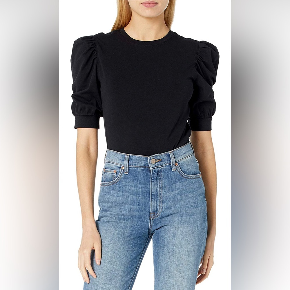 XL - The Drop Women's Mariko Puff-Sleeve Crew-Neck Stretch Jersey T-Shirt